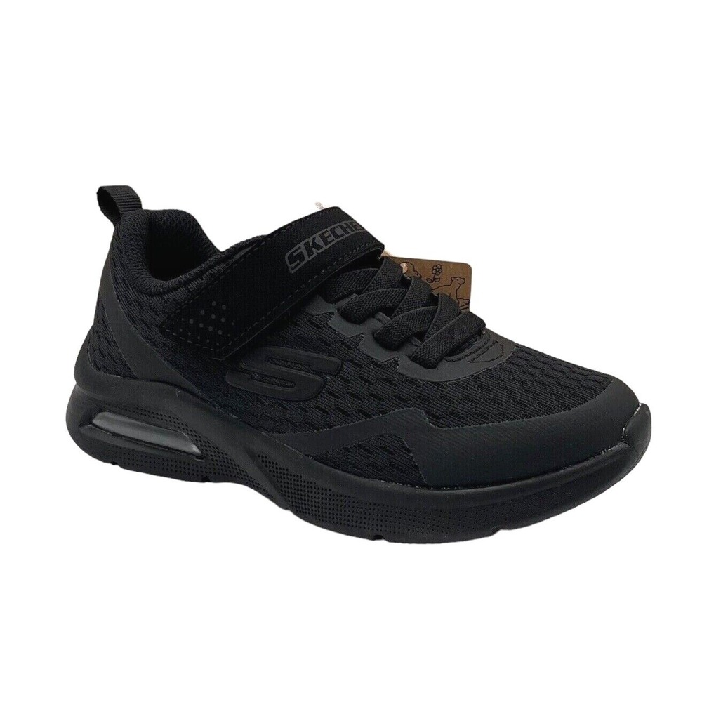 Skechers MicroSpec‎ Max Youth Boys Slip-on Sneaker Size 1 Solid Black Shoes